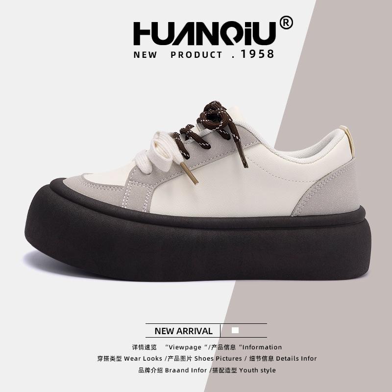 Global soft-soled trend casual board shoes women's ZHQ5810 spring new platform women's shoes versatile height-increasing white shoes