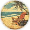 Round Coastal Scene Vintage Tin Sign, 20cm Aluminum Rustic Wall Art