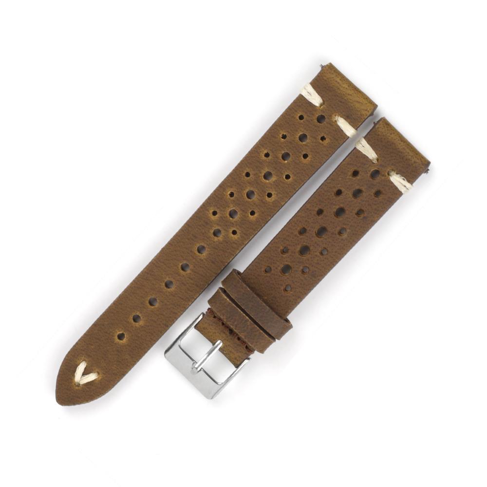 Retro Crazy Horse Leather Strap 17mm 18mm 19mm 21mm 22mm Cowhide Hand Stitching Watchband Porous Breathable Bracelet Accessories