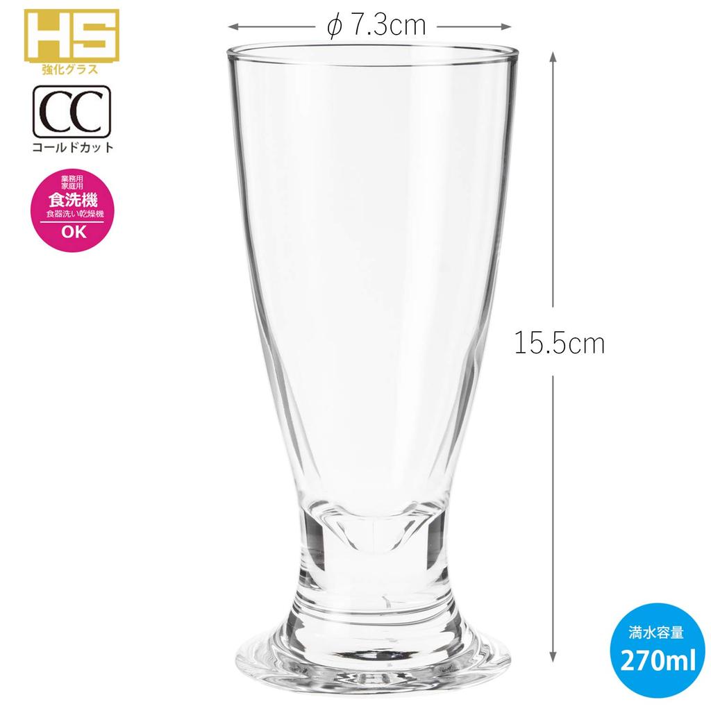 Toyo Sasaki Glass Beer Glass From Pilsner 270ml Set of 6 Made In Japan Dishwasher Safe Unbreakable Pilsner Glass Juice Glass Commercial Glass 35101HS