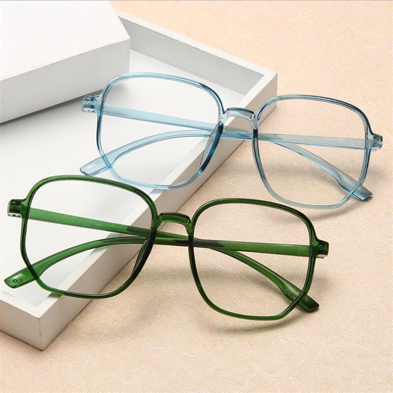 Polygon Green Frame Blu-ray Blocking Nearsighted Glasses Square Myopia Spectacle 0 To -6 0 Diopter