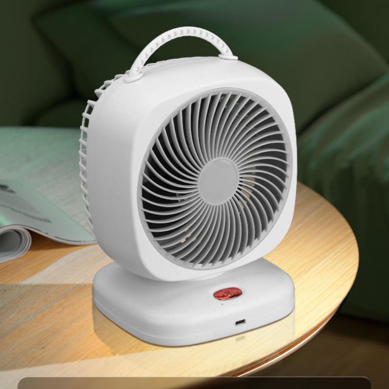 Neuer tragbarer kleiner Ventilator, doppelköpfiger, rotierender elektrischer Tischventilator, doppelschichtiger Umwälzventilator für den Haushalt