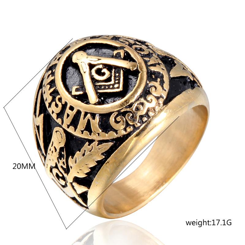 Stainless Steel Masonic Rings for Men Freemasonry Ring Punk Hip Hop for Biker Male Boyfriend Jewelry Creativity Gift Wholesale