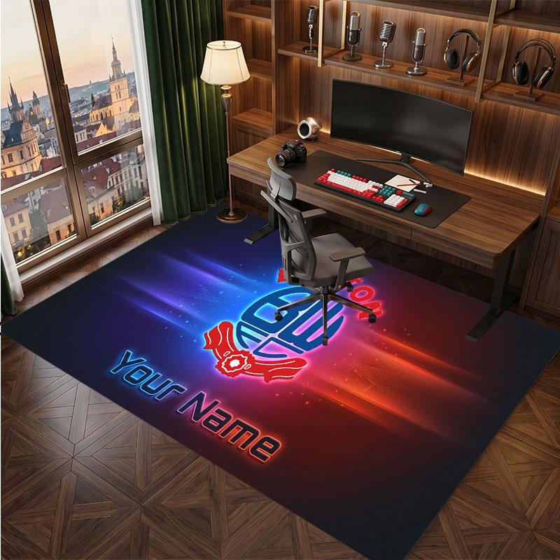 Bolton Wanderers FC Custom Crystal Velvet Rug, Personalized Name Text Print, Football Logo Soft Non‑Slip Floor Mat Home Decor Gift