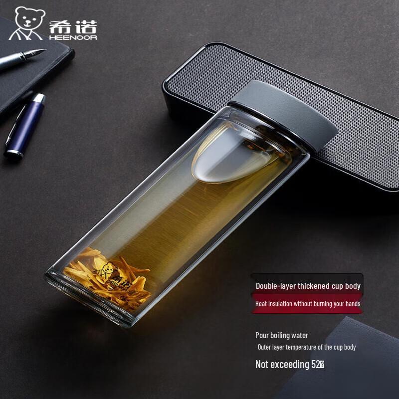 Xeno Double-Wall Glass Tea Infuser Mug