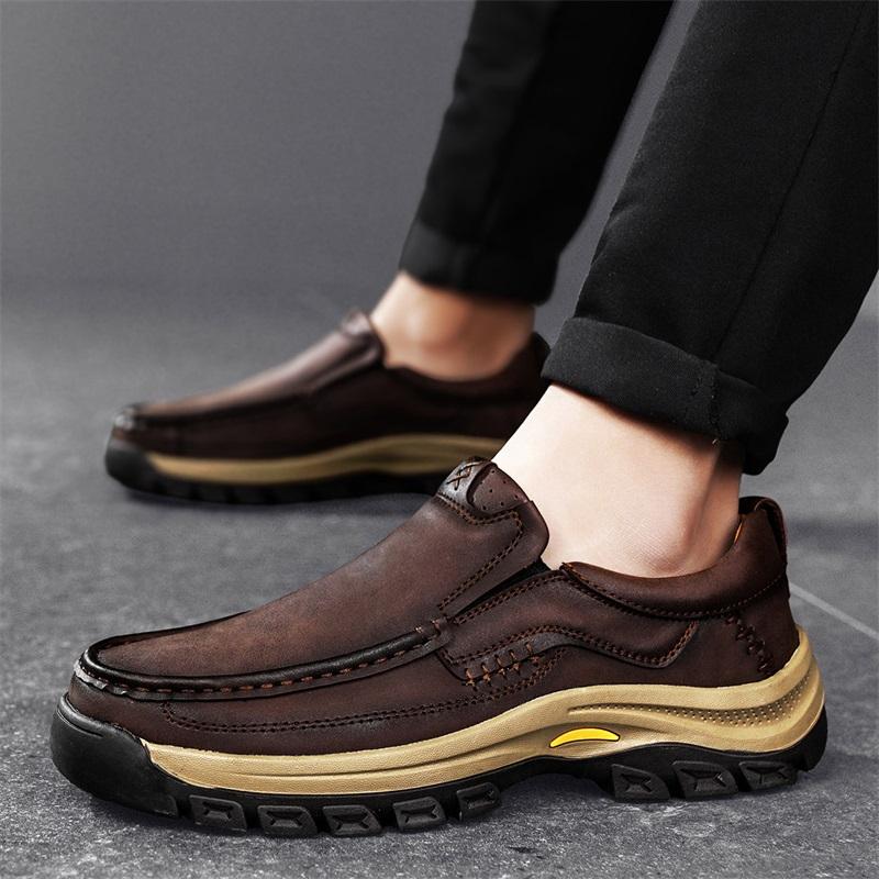High Quality Men Casual Leather Office Loafers Outdoor Non Slip Walking Flats Business Shoe Classic Work Office Driving Sneakers