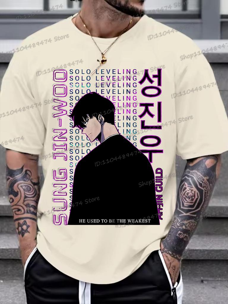 Men Women Anime T-shirt Sung Jin-Woo Tshirt Sung Jin-Woo Manga Tops Short Sleeve Fashion Cotton Shirt Solo Leveling Unisex Tops