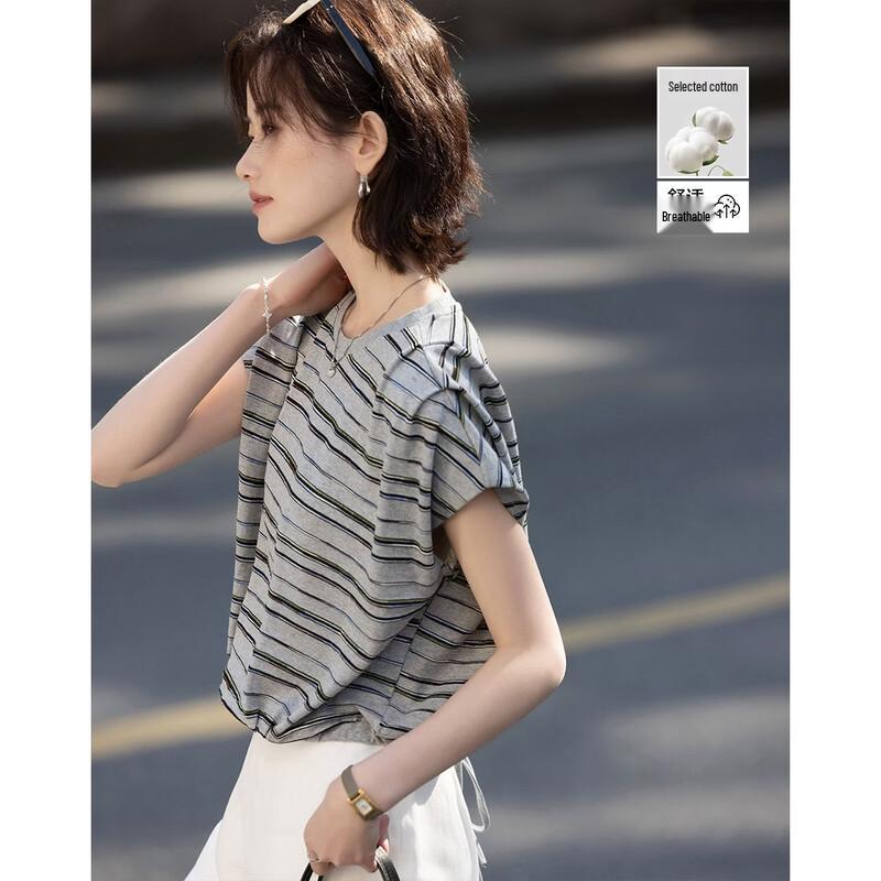 

Demana Women s Cloud Oxygen Cotton Striped T-shirt L