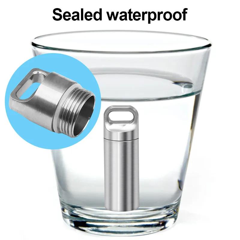 304 Edelstahl Wasserdicht Mini Versiegelte Dose Pille Tragbarer Behälter Versiegelte Dose Kleine Werkzeugteile Aufbewahrungsflasche Mit Schlüsselanhänger