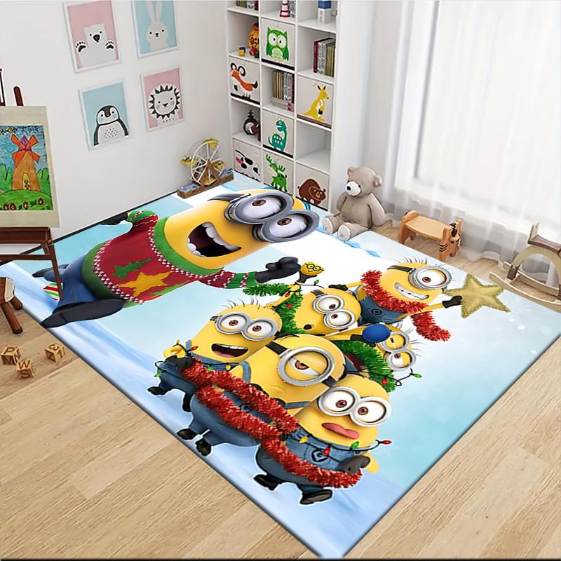 1Pc Christmas Minion Celebration Carpet Rug Soft Washable Antislip Home Living Room Sofa Mats Personalized Christmas Rug