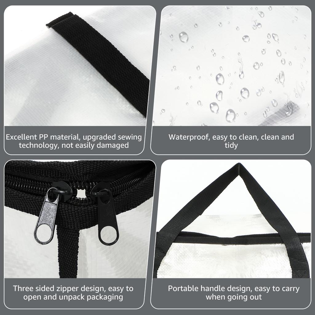 4Pcs Waterproof Woven Storage Bag Large Space Heavy Duty 3 Side Zip Design Moving Organiser for Luggage Clothes Bedding