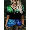 Fashionable Comfortable Oversized Breathable Women's V-neck T-shirt Colorful Creative 3D Pattern Summer Short Sleeved T-shirt