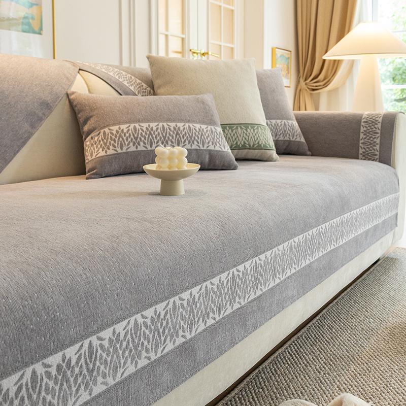 Solid Color Chenille Non-Slip Cat-Resistant Sofa Cushion, Modern Minimalist Style for Living Room and Bedroom Decor