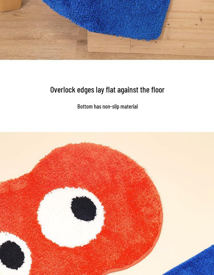 Cartoon Big Eyes Tufted Rug: Non-Slip Absorbent Mat for Living Room, Bathroom, and Toilet