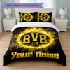 Borussia Dortmund Custom Name Text Bedding Set 1 Duvet Cover+2 Pillowcases Soccer Logo Personalized Gift For Special Occasion Bedroom Decor