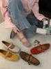 THEDOUDOU Xiaoxiangfeng Willow Nails Square Head with Mary Jane Shoes 2025 Spring New Retro Flat Shoes