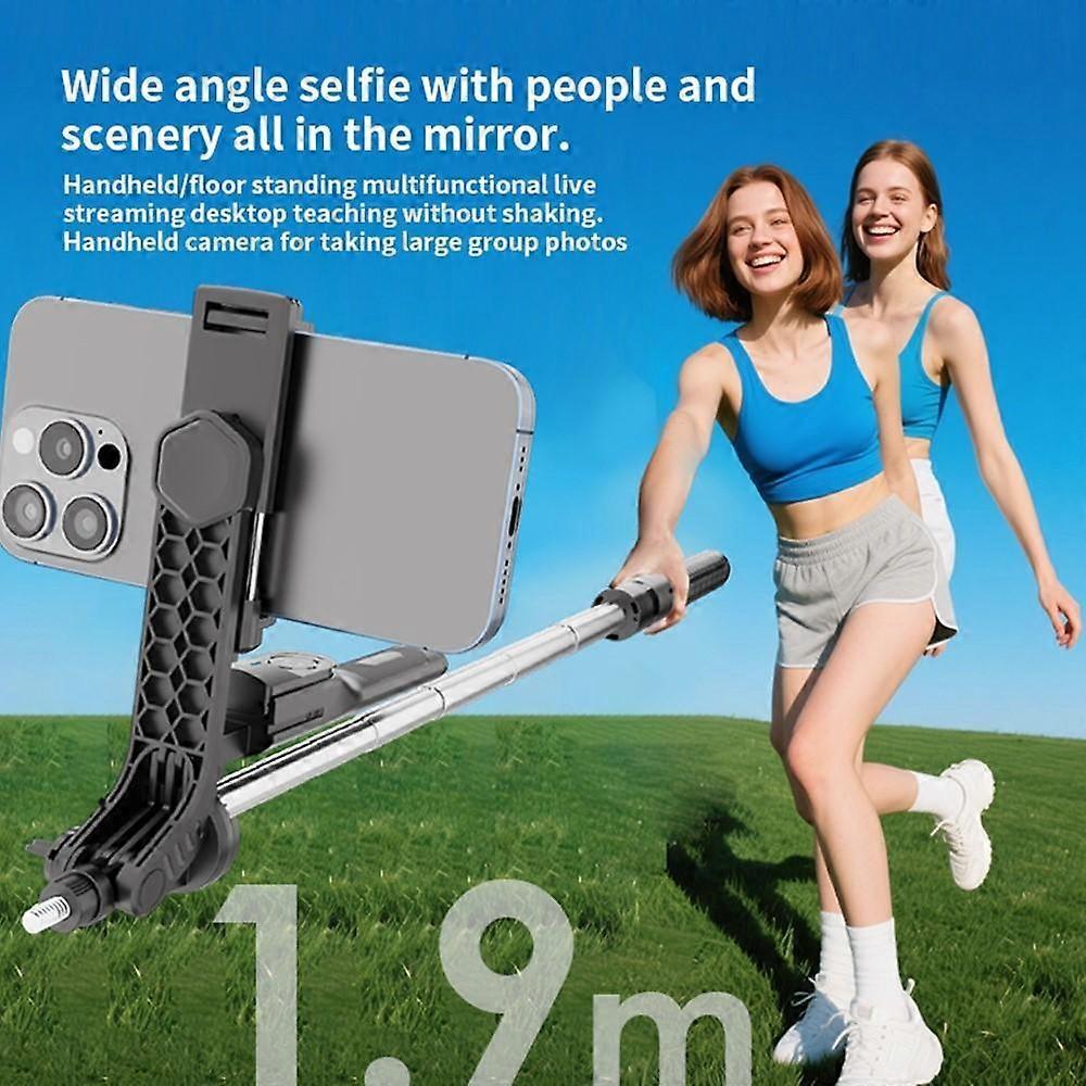 K50 1.9m Extendable Live Streaming Tripod Dual Phone Clip Bluetooth Selfie Stick