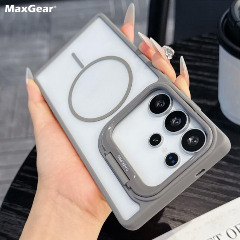Camera Stand Clear Hard Armor Case for Samsung Galaxy S25 S24 S23 Ultra Plus For Magsafe Wireless Charging Acrylic Cover Funda