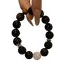 Phantom Obsidian Snowflake Crystal Bracelet - Minimalist Black & White Design