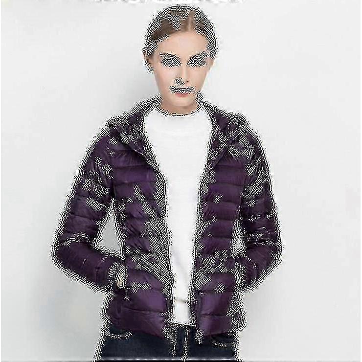 Women Ultra Light Down Jacket Whie Duck Down Hooded Jackets Long Sleeve Warm Slim Coat - DSW