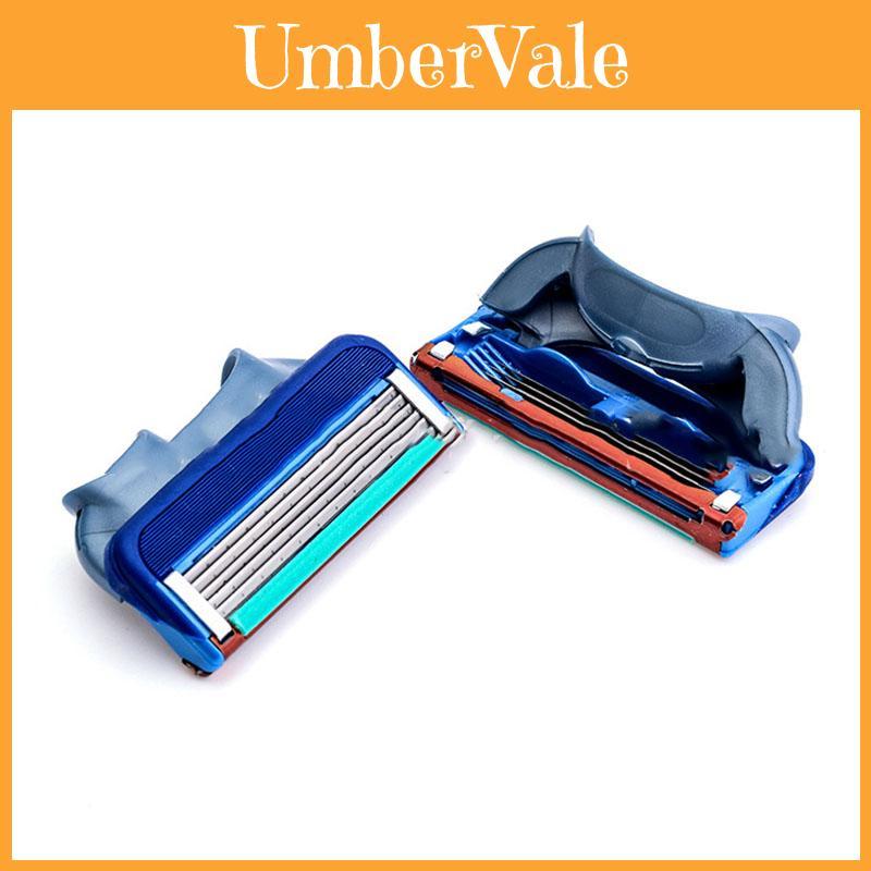Luxurious 4pcs Shaving Razor Shaver Blades With Premium Five Layers In Elegant Blue