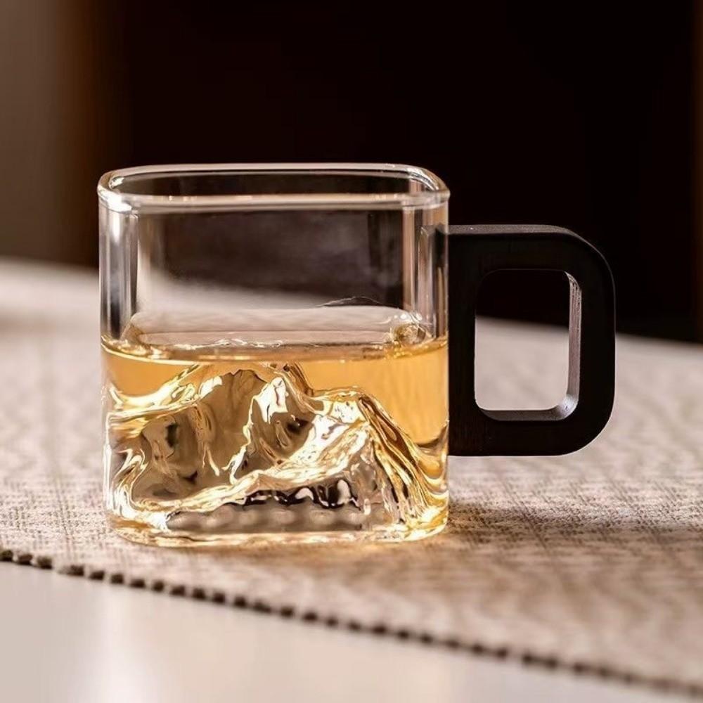 Wooden Handle Clear Glass Cup High-Temperature Resistant Coffee Mug Gifts Whiskey Glass Household