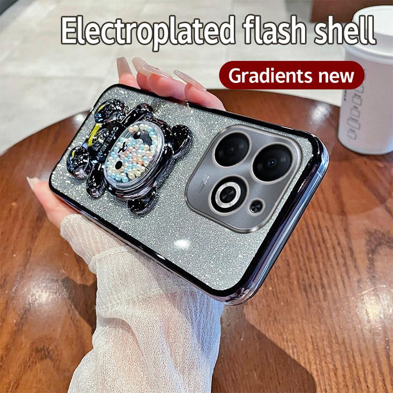 Candy Bear Stand Holder Glitter Phone Case Realme C67 C65 C63 C61 C55 C53 C51 C35 C33 C31 C30 C20 C21Y C25Y C11 C15 C17 4G Cover