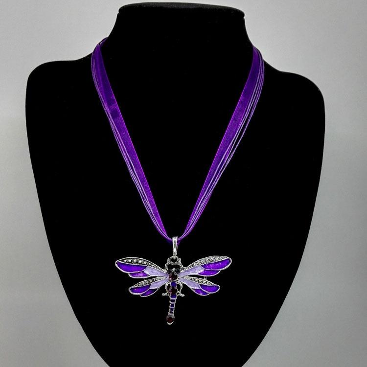 Elegant Alloy Jewelry Dragonfly Pendant Necklace Sweater Chain For Women