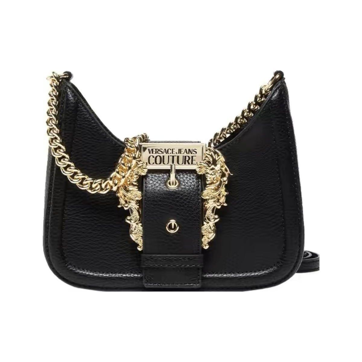 Versace Jeans Couture Baroque Carved Logo Buckle Grain Leather Shoulder Bag Women Shoulder Bag Black 74VA4BF5-ZS413-899 Shopping Bag SetBasic SetShopping Bag 26460₽