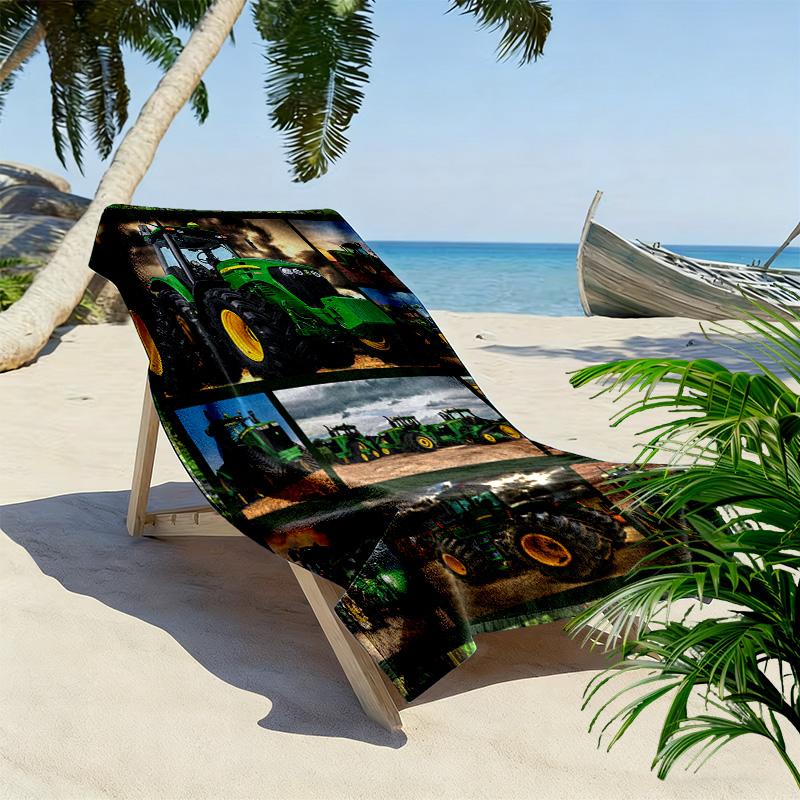 Tractor Truck Print Beach Towel, Large Soft Quick Dry Towel for Beach Camping Swimming