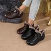 Short Boots for Women, Winter 2025 New Style, Anti-slip Soft Sole Cotton Shoes, Retro Flat Mother Leather Shoes