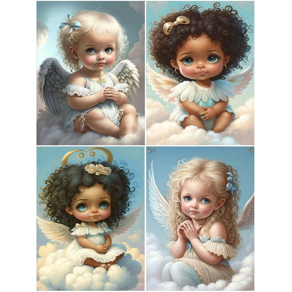 4pcs 5D DIY Full Round Drill Diamond Painting Set Little Angel Home Decoration China Mainland