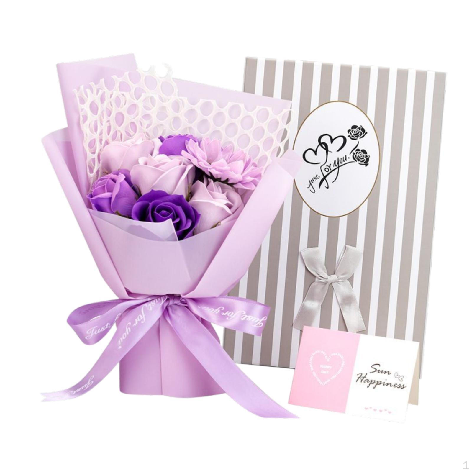 

Букет из искусственных мыльных роз 19x29 см, реалистичный подарок ручной работы на День святого Валентина для подруги фиолетовый