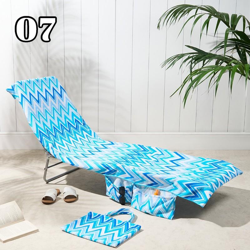 1PC Microfiber Beach Chair Cover Lounge Towel Cover Quick-drying Beach Towel Outdoor Towel with Pocket For Pool Hotel Garden