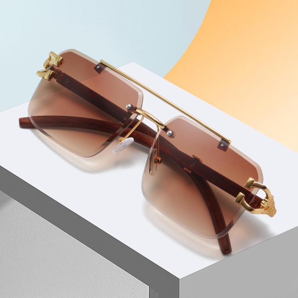 New Leopard-head Sunglasses Grain Sunglasses  for Women Sunglasses  Men, Double-beam Trimming Sunglasses for Sun Protection Women's Sunglasses