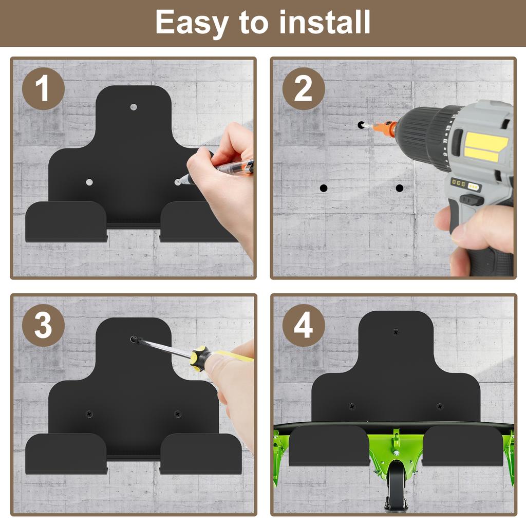 Wall Mounted Garden Trimmer Rack Heavy-duty Garage Power Tool Grass Trimmer Bracket Hanger Rack Stainless Steel Garage Organizer