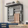 90° Foldable Electric Towel Rack Intelligent Heating Drying Rack Bathroom Aluminum Alloy Towel Storage Rack