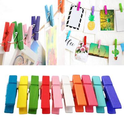 10Pcs 3.5CM Wooden Clothespin Home Classroom Photo Picture Hanging Colorful Clip