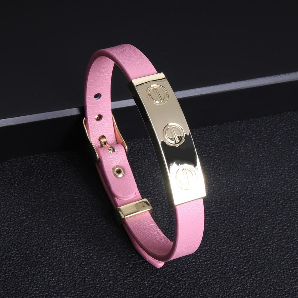 Fashionable Retro Nail Adjustable Leather Stainless Steel Minimalist Design Leather Rope Bracelet