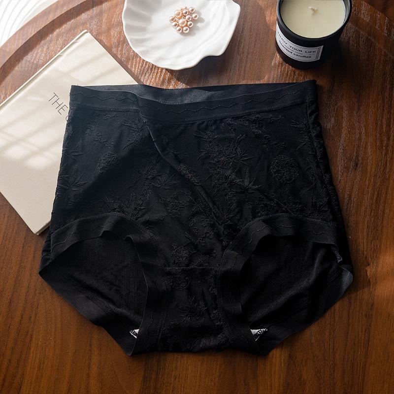 Wholesale Ice Silk Triangular Panties for Women - Lace Trimmed Mid-High Waist Plus Sizes Extended Crotch Design