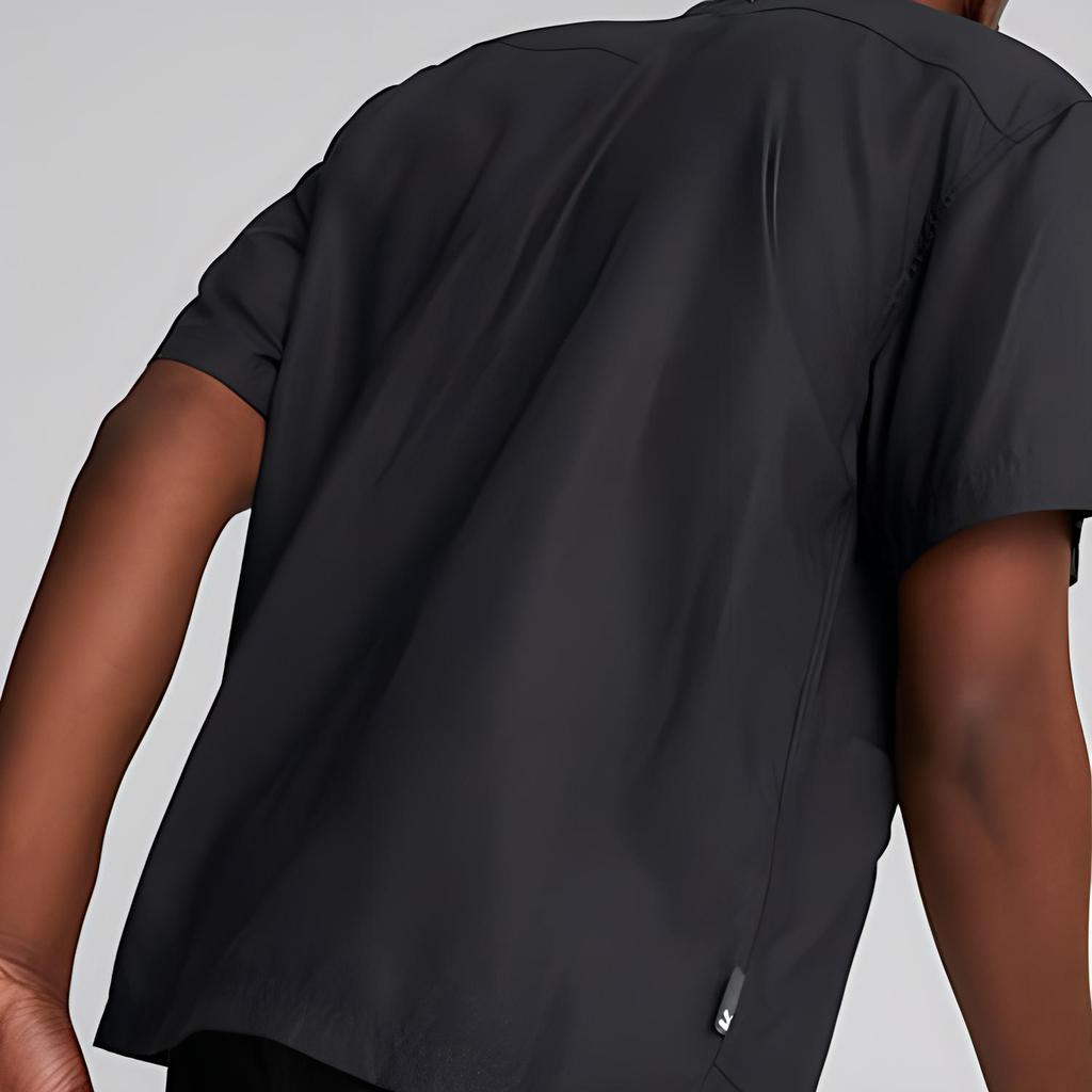 Puma Downtown Series Ss23 Solid Color Logo Loose Short Sleeve Shirt Men shirts Black 538255-01