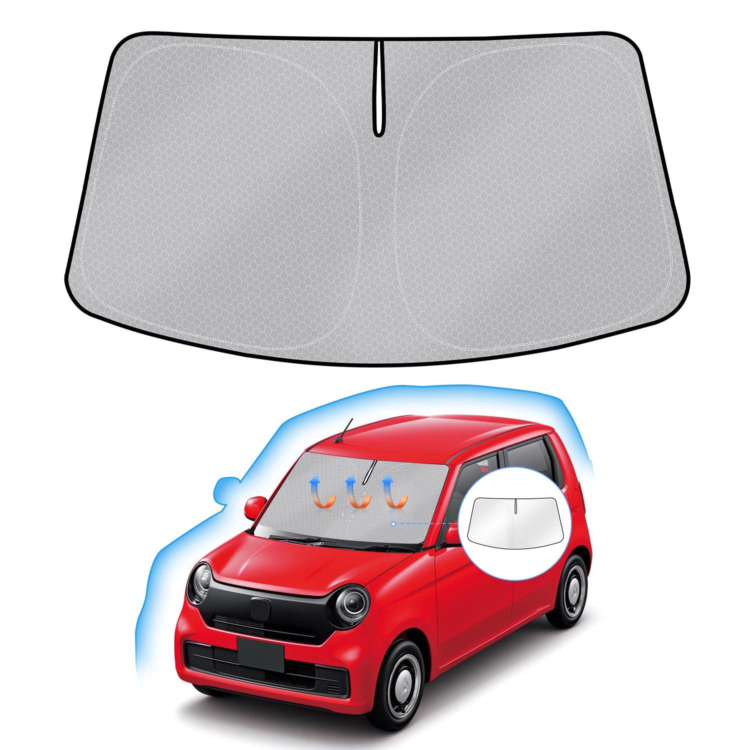 

Honda Windshield Sunshade UV Light Handlebar Sun Heat Car Honeycomb Storage Bag Interior Easy Direct from the Manufacturer J-PREMIS N-ONE JG3/JG4 серый