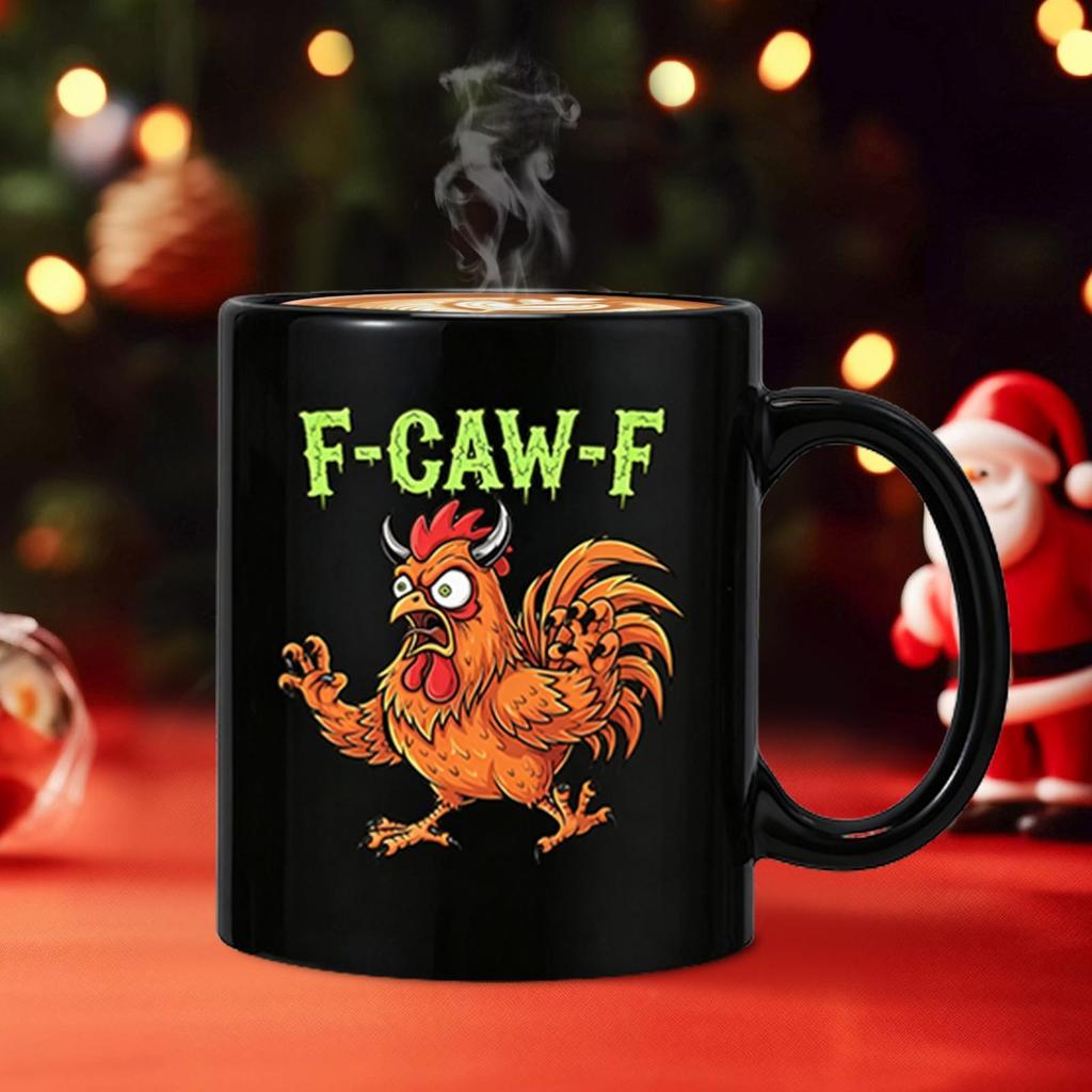 Chicken Style Mug Ceramic Hot Coffee Cup F-Caw-F Chicken Pattern Mug Ceramic Farmhouse Themed Coffee Mug Animal Tea Cup