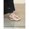 French temperament square buckle single shoes women's square head grandma shoes retro suede 2025 spring new shallow flat shoes