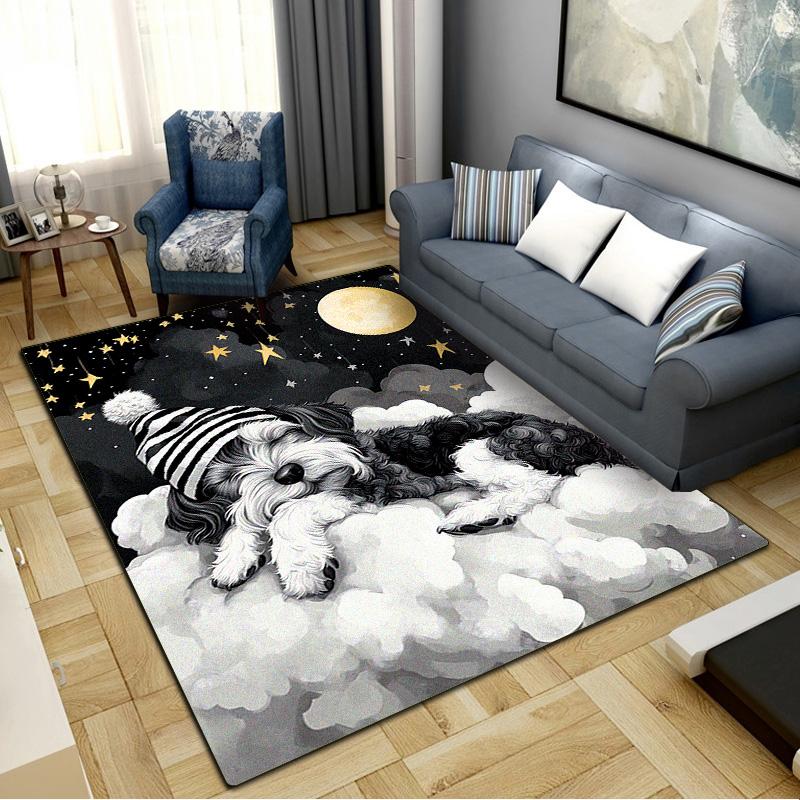 Good Night Dogs Carpet Rug for Living Room Bedroom Home Sofa Decoration,Kids play Non-slip Floor Mat