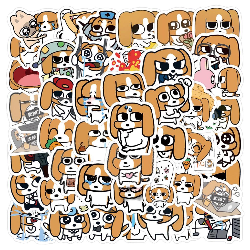 100 Cartoon Beagle Puppy Emoji Stickers for Journals, DIY Crafts, Phones, and Laptops