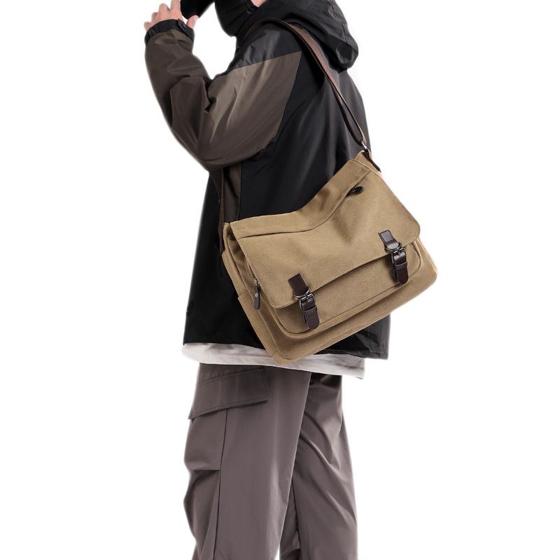 Men's Versatile Canvas Crossbody Bag - Fashionable, Practical, Large Capacity for Business and Street Trends