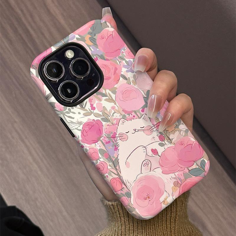 Flower Kitten for Apple 17promax Cartoon Cute for IPhone16pro Lens All-inclusive 15 New Style 14
