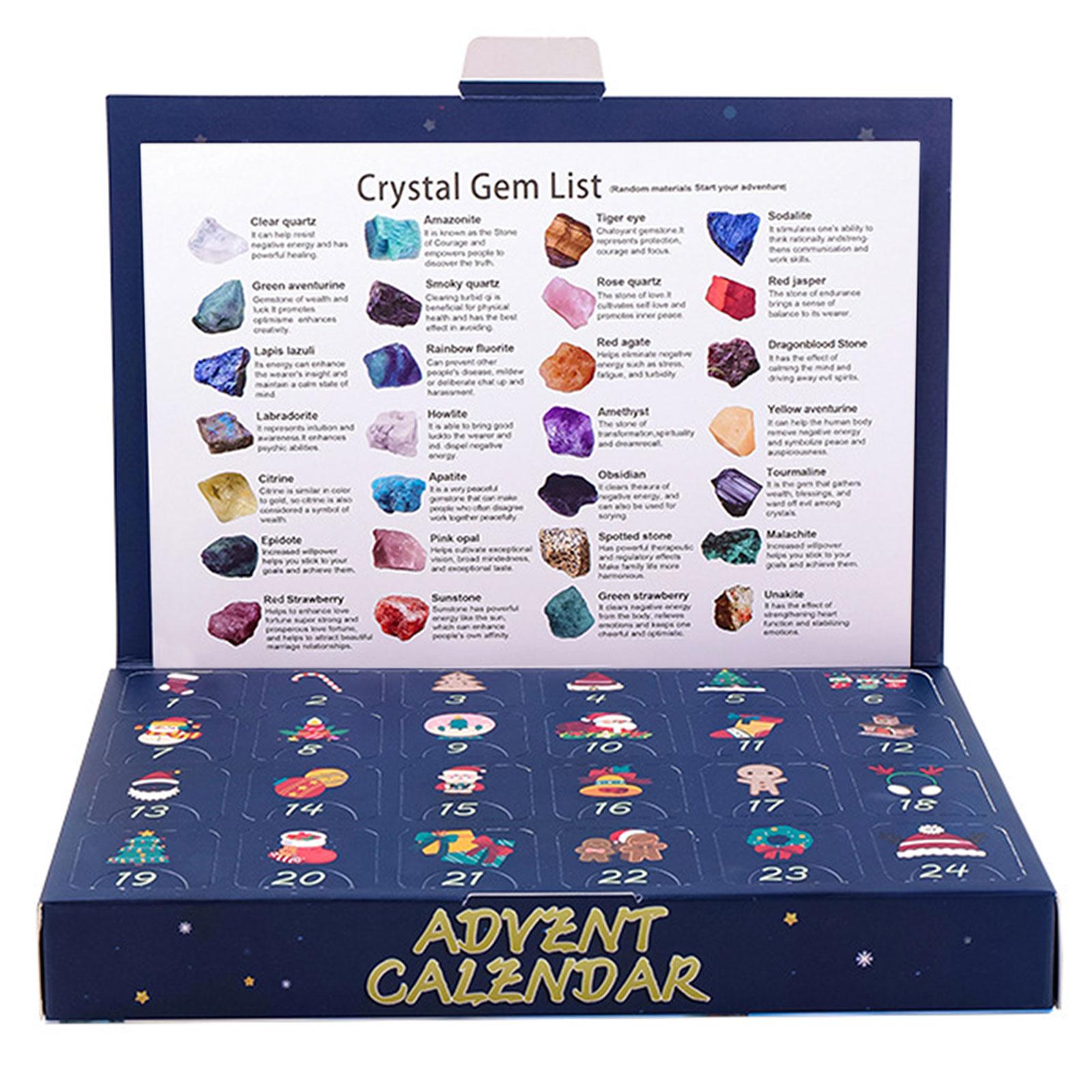 

Crystals Xmas Countdown Calendar 24pcs Colorful Collectible Crystals Rock Present Box For Collectibles As Shown