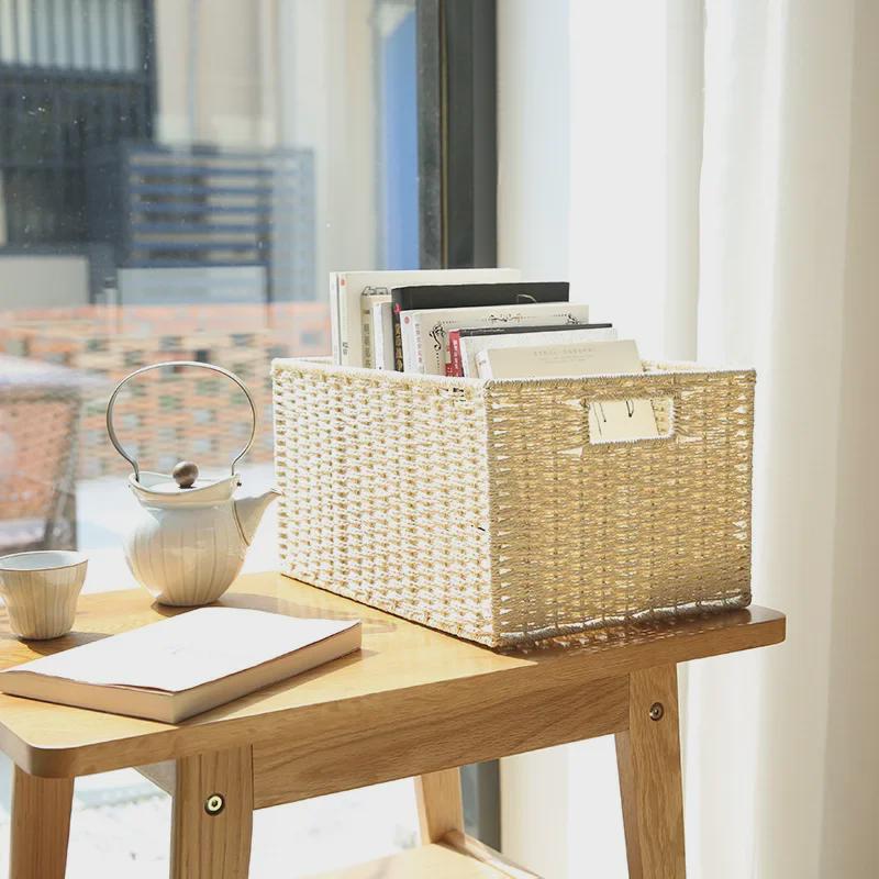 Cesta tejida de almacenamiento para escritorio para refrigerios, juguetes y artículos diversos